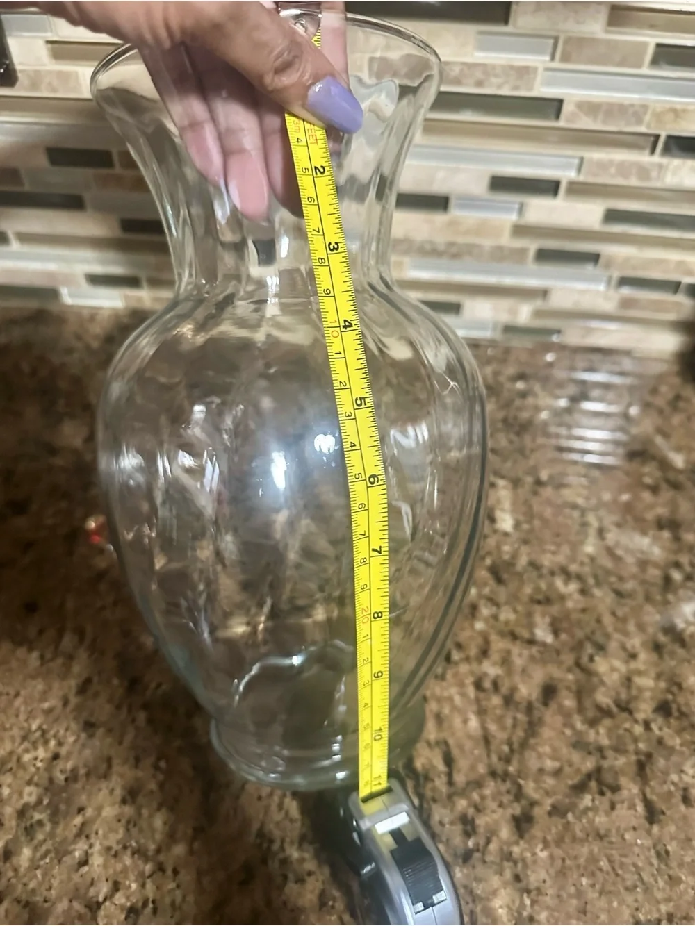 Clear Textured Glass Decorative Vase